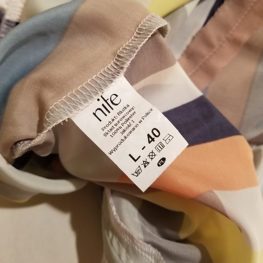 NIFE Stripe Colorblock Surplice Faux Wrap Blouse Top - Picture 8 of 9